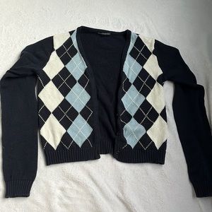 Women’s blue argyle printed sweater